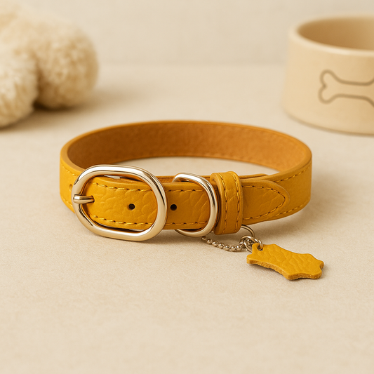 Klassisches Leder-Hundehalsband mit Anhänger