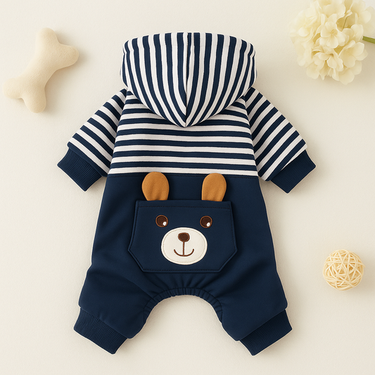 Winteroutfit mit gestreiftem Hundehoodie
