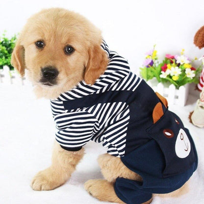 Winteroutfit mit gestreiftem Hundehoodie